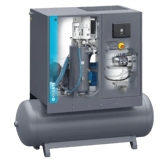 Thumbnail of Atlas Copco GA 15 Rotary Screw Compressor tank mounted with cross section of inside of compressor showing